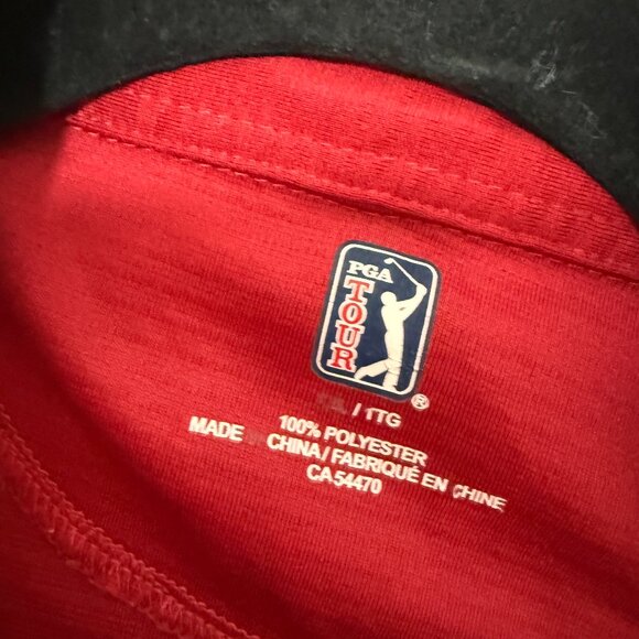 Men PGA Tour Golf Polo Shirt Athletic Fit in True Red Size Extra Extra Large - Picture 5 of 6